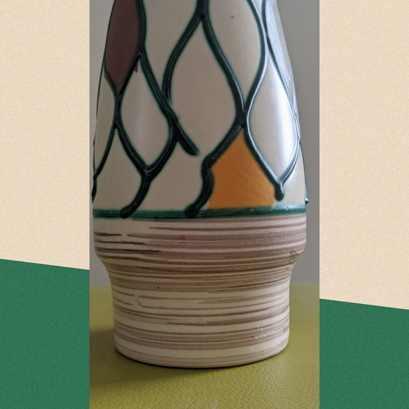 Mid Century Modern West Germany Collectable Pottery Color Block Vase "Mondrian" - Picture 4 of 5